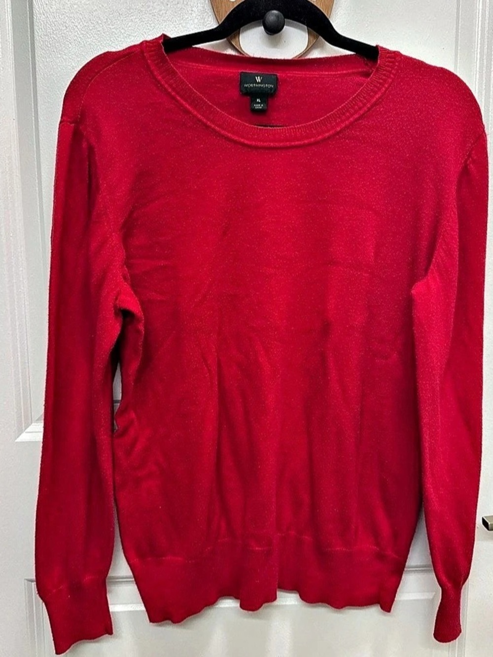 Worthington Red Crewneck Sweater XL Like New